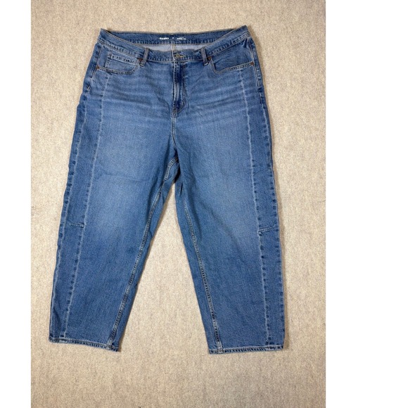 Old Navy Denim - K317. Old Navy High-Rise Barrel Leg Jeans Medium Wash Blue Denim Women 18